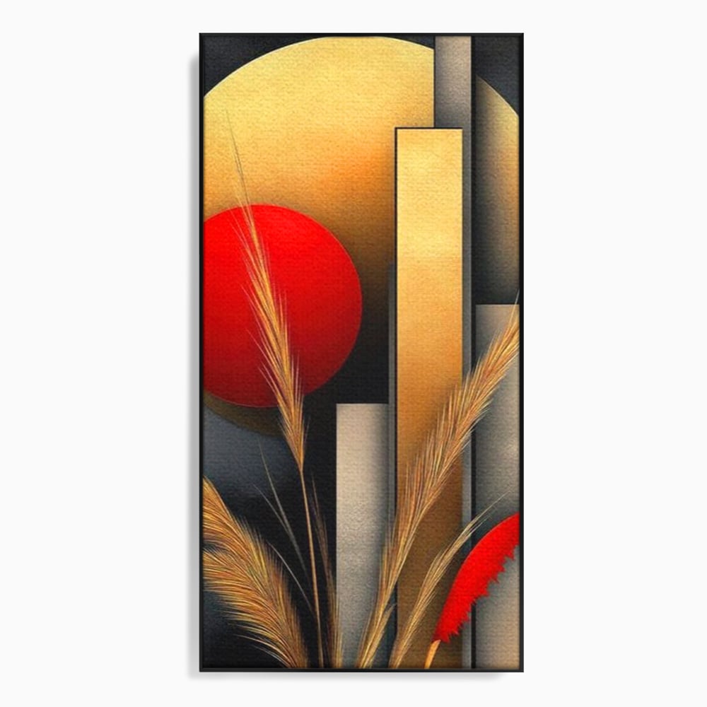Tablou canvas cu tablou canvas cu forme geometrice si spice, in rama de aluminiu negru